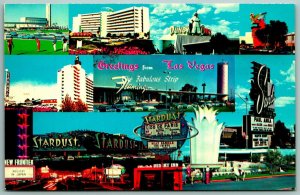 Multi View Greetings From Fabulous Las Vegas Strip NV UNP Chrome Postcard J12