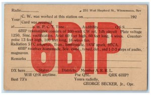 c1920's 6BIP Ham Radio QSL Winnemucca Nevada NV Unposted Antique Postal Card