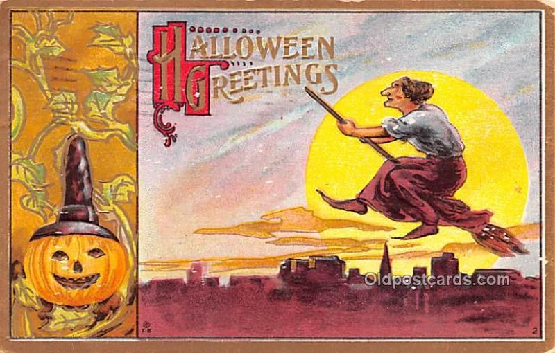 Halloween 1911 light wear, light postal marking on front