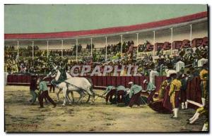 Old Postcard Bullfight Bullfight El arrastre
