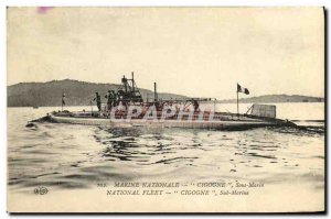 Old Postcard Boat War Stork Submarine