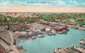 Vintage Postcard 1941 Bay Front East Slip Maritime Port Boats Erie Pennsylvania