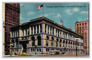 Chicago Public Library Down-town Chicago ILL Vintage Standard View Postcard 