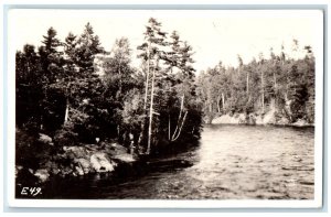 1935 River And Trees Scene Ely Minnesota MN RPPC Photo Posted Vintage Postcard