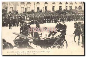 Postcard Old Messrs King and Queen of 39Italie & # 1903 Queen leaves the station