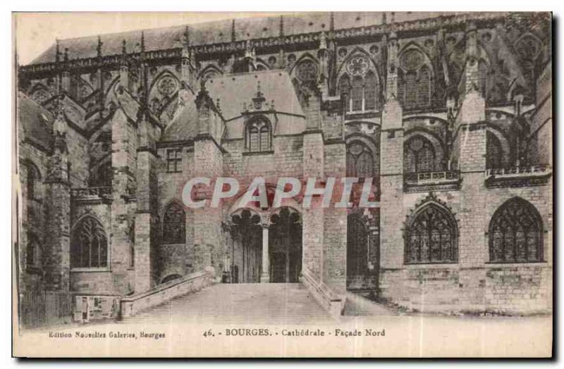 Old Postcard Bourges Cathedral Facade North