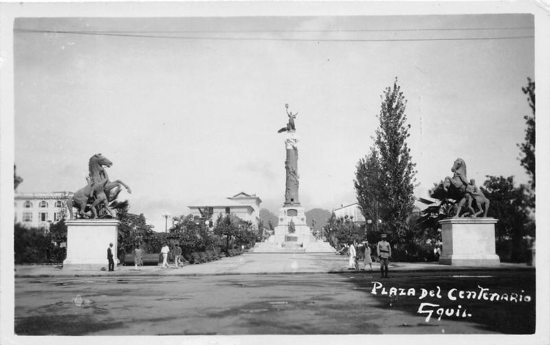 Guayaquil Ecuador~Plaza del Centenario~Centennial Plaza~Policeman in Street~RPPC