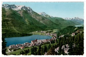 St. Moritz Village and Lake with Piz Margna, Switzerland