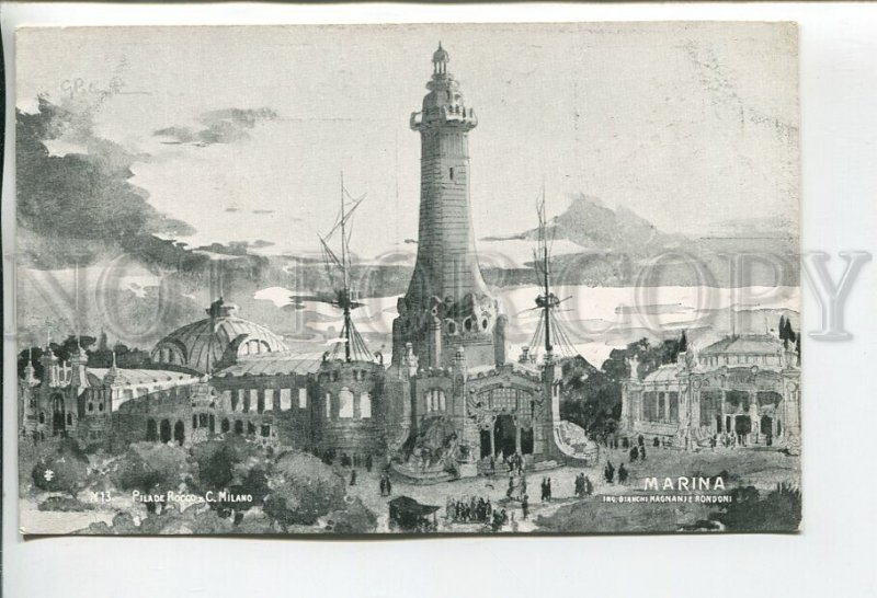 460437 Italy 1906 year Milan EXPO exhibition Lighthouse by Palanti Vintage