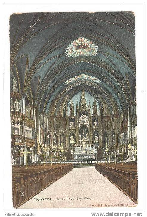 Interior of Notre Dame church, Montreal , Quebec , Canada , PU-1908 ; TUCK