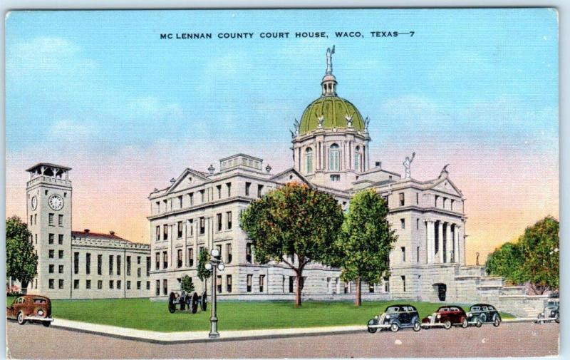 WACO, Texas  TX    McLENNAN COUNTY COURT HOUSE  c1940s Linen  Postcard