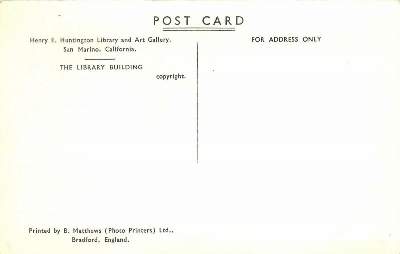 San Marino California 1930-40s RPPC Real Photo Postcard Huntington Library