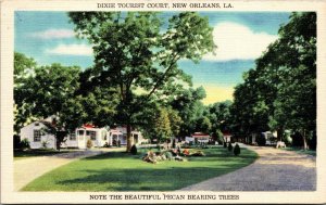 Vtg New Orleans Louisiana LA Dixie Tourist Court Cottages 1940s Linen Postcard