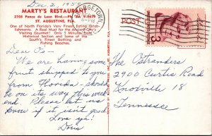 Postcard Marty's Restaurant St Augustine FL Florida 1959