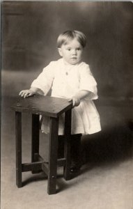 RPPC Darling Boy Ernest Perry Dress Small Table 1912 Real Photo Postcard V8