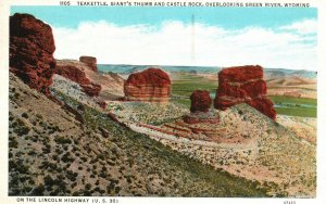 Vintage Postcard 1920's Teakettle Giant Thumb & Castle Rock Green River Wyoming