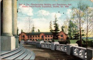 VINTAGE POSTCARD MANUFACTURING BUILDING & MACHINERY HALL ALASKA-YUKON EXPO 1909