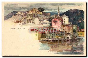 Old Postcard Italy Illustrator Ventimiglia