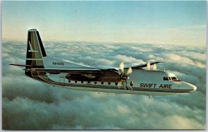 Airplane Swift Airlines Fokker F27 Turboprop from Amsterdam Commuter Postcard