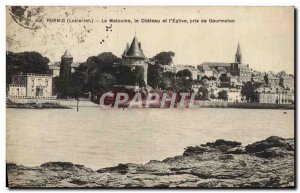 Old Postcard Pornic La Malouine and Chateau & # 39Eglise taken Gourmalon