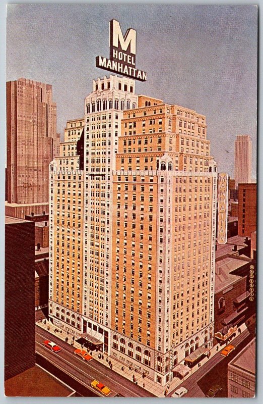 New York City NY 1950s Postcard Hotel Manhattan Street Scene