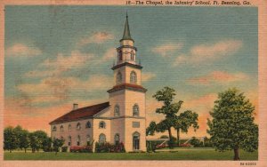 Vintage Postcard Chapel Infantry School Fort Benning Georgia White Company Pub.