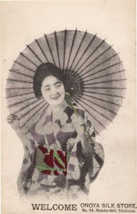 Onoya Silk Store Yokohama Japan Antique Advertising Postcard