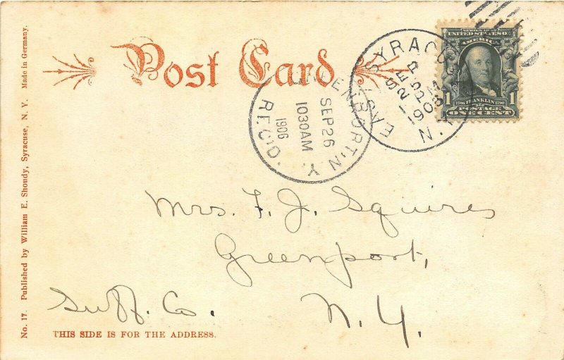 Syracuse New York 1906 Postal Nogal Park de Waverly Avenue 