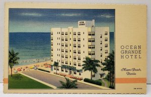 Miami Beach Florida OCEAN GRANDE HOTEL Linen Postcard A9