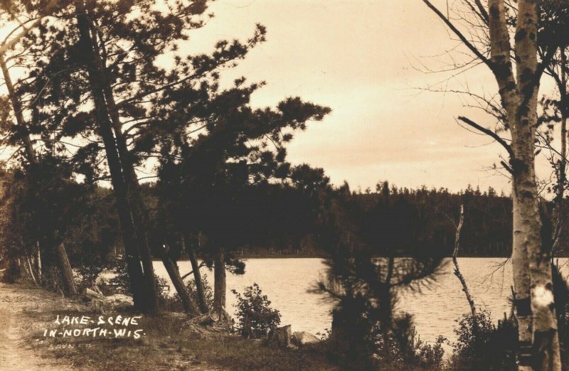 USA Lake Scene in North Wisconsin Vintage RPPC  03.80 