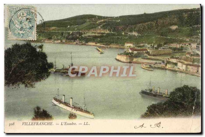 Old Postcard Villefranche L & # 39Escadre Charter