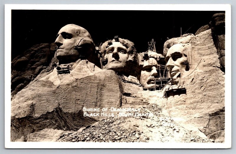 RPPC Mount Rushmore During Construction Black Hills SD C1930's Postcard T9