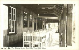 Three Mile Island Lake Winnipesaukee NH Dining Room Real Photo Postcard