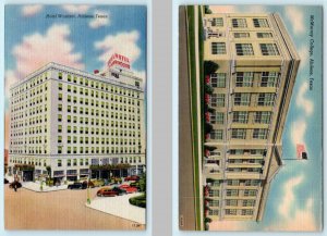 2 Postcards ABILENE, Texas TX ~ Roadside HOTEL WINDSOR, McMurray College c1940s