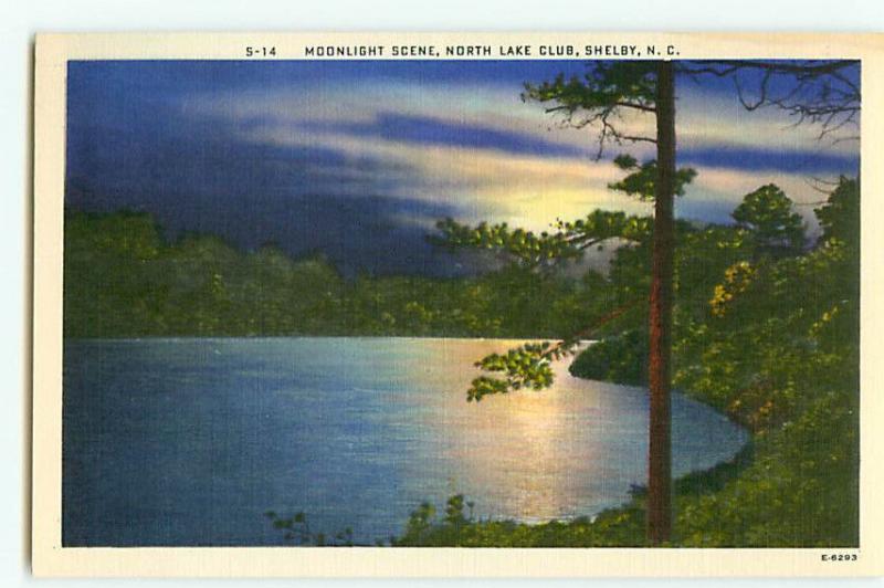 Vintage Postcard S-14 Night Scene North Lake Club Shelby North Carolina  # 2223