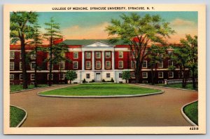 New York~College Of Medicine Bldg @ Syracuse University~Vintage Linen Postcard