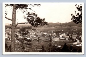 J90/ Custer South Dakota Postcard RPPC c1920s Birdseye Homes School 646