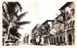 RPPC BISHOP STREET HONOLULU HAWAII REAL PHOTO POSTCARD (c. 1940s)