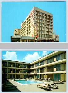 2 Postcards JACKSON, Mississippi MS ~ Roadside Motel DOWNTOWNER MOTOR INN c1970s