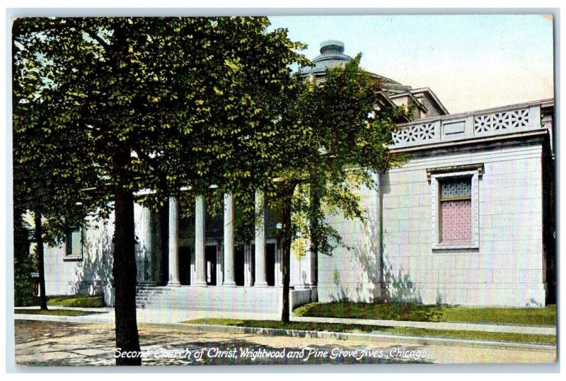 c1910 Second Church Christ Wrightwood Pine Grove Aves Chicago Illinois Postcard