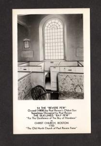 MA Paul Revere Pew Christ Church Boston Mass Massachusetts Real Photo Postcard