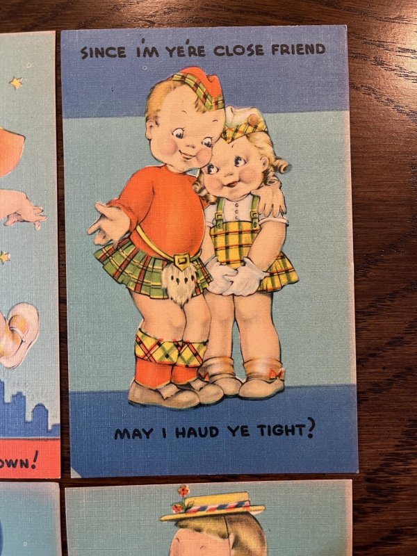 (4) VINTAGE 1930's HUMOR LINEN POSTCARDS   ASHEVILLE POSTCARD CO. RISQUE