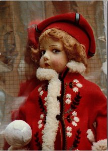 Bundled Up Lenci Child Doll Elena di Scavini Italy 1920's red coat hat Postcard