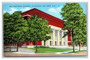 Vintage 1940's Postcard Hill Auditorium University of Michigan Ann Arbor MI