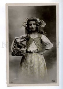 234160 Rural Girl w/ APPLE Vintage SAZERAC PHOTO IRIS postcard