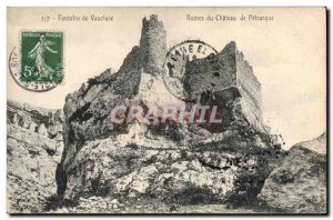 Old Postcard Fountain Vaucluse Petrarch Castle Ruins