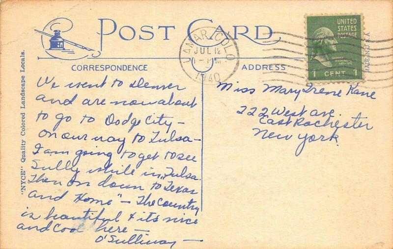 LAMAR COLORADO GREETINGS 1940 POSTMARK POSTCARD