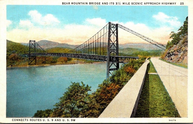 New York Bear Mountain Bridge and Its 3 1/2 Mile Scenic Approach Highway