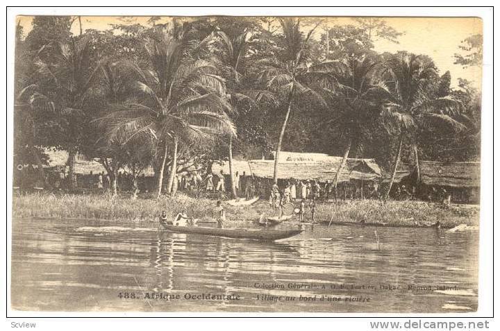 Afrique Occidentale, Canoe, Village Au Bord D'Une Riviere, Dakar, Senegal, 19...