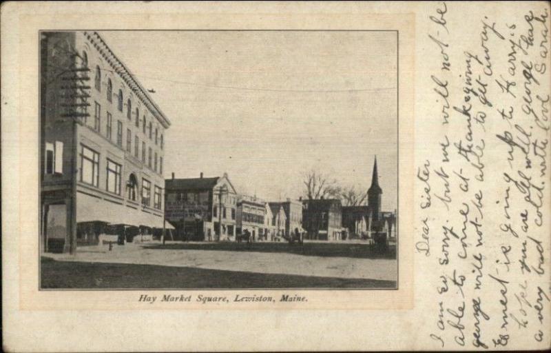 Lewiston ME Hay Market Square c1905 Postcard